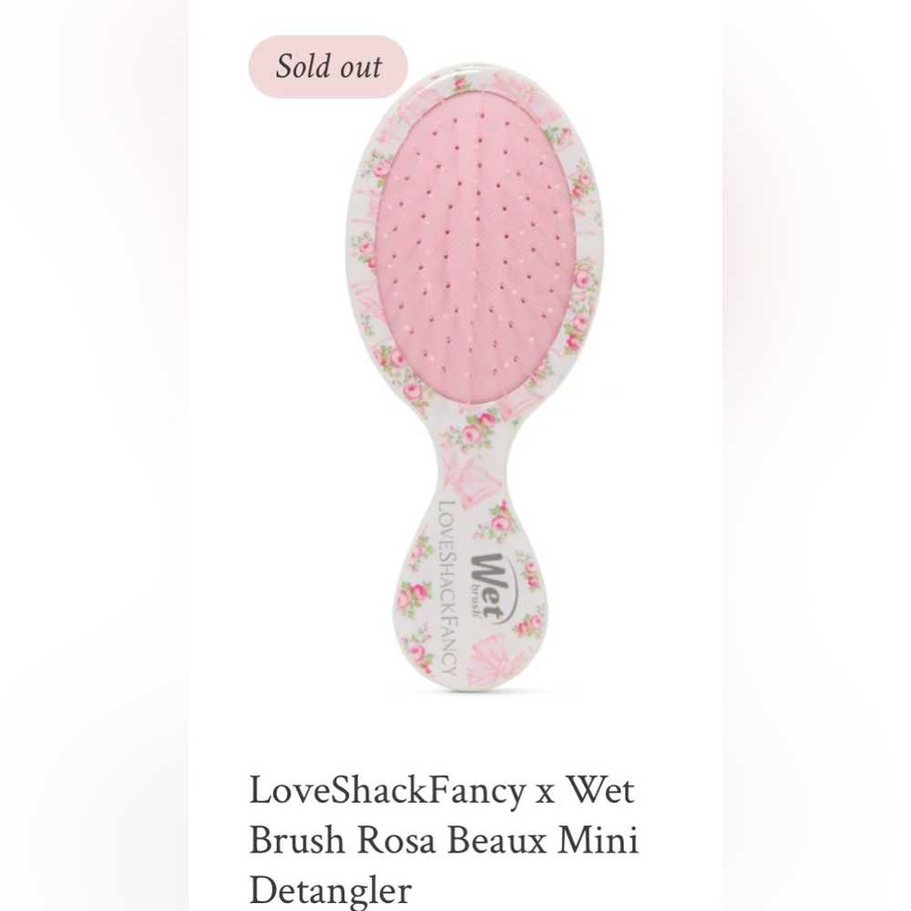 Love Shack Fancy Wet Brush Target Rose Beaux Pink Bows Mini Detangler Brush